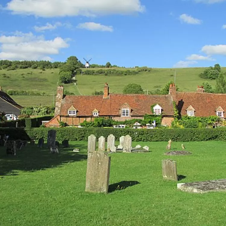 Quaint village graveyard within the countryside