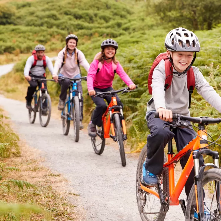 Family on cycling holiday in the Chilterns