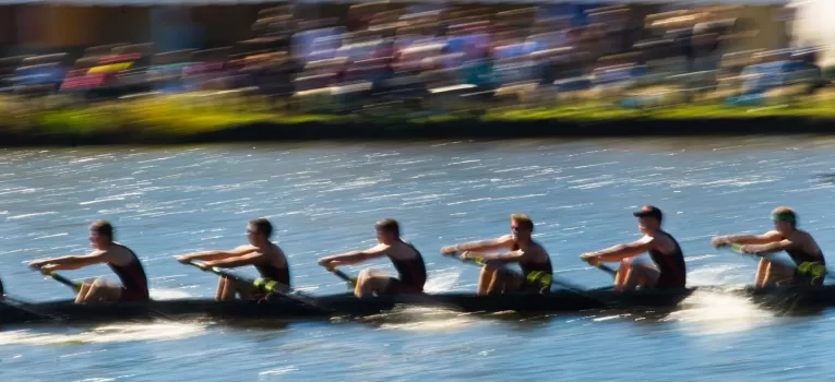 Speeding rowing boat at Marlow Regatta